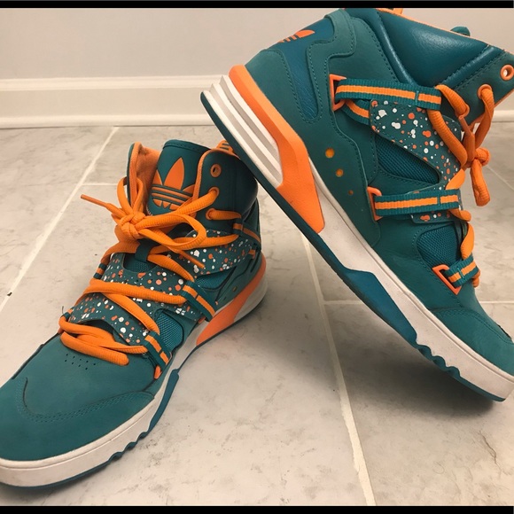 adidas Other - Retro High Top Adidas Green Orange Sneaker 10.5